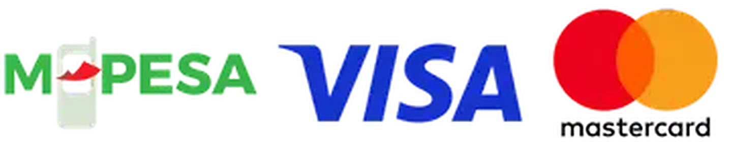 Accepted payment methods: M-PESA, Visa and Mastercard